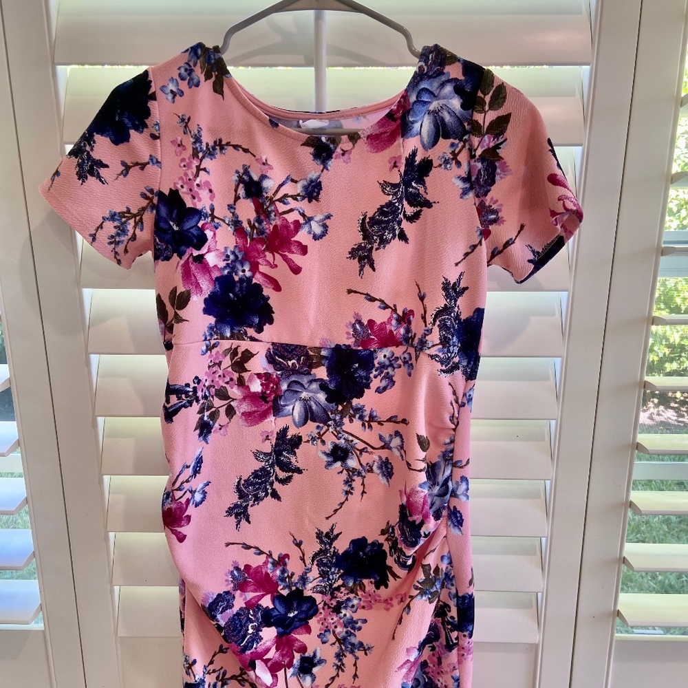 Pink Blush Short Maternity Floral Dress